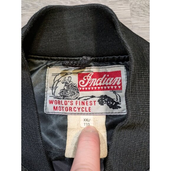 Vintage Indian Motorcycles Satin Bomber Jacket Men's XXL Full Zip Logo Script - Picture 2 of 15